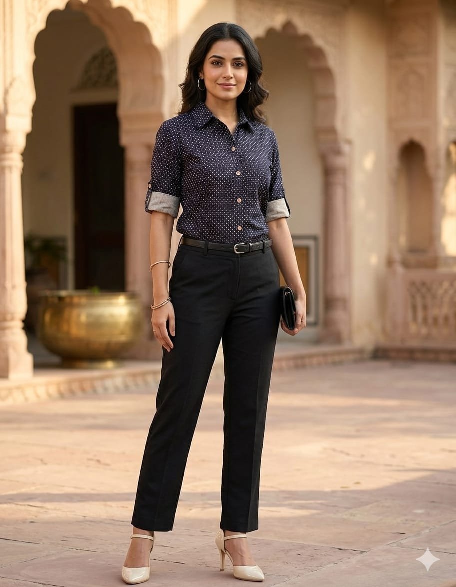 The Black Ajrakh Polka Dot Shirt