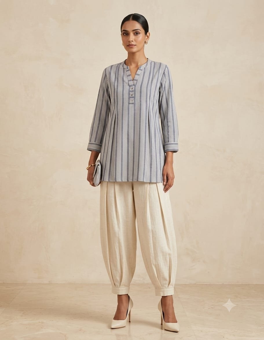 Blue Handloom Cotton Tunic